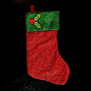 Vintage Handmade Metallic Christmas Stocking